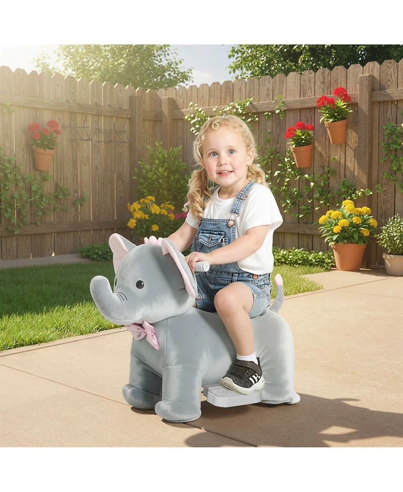 Qaba 6V Ride on Horse, Kids Ride on Toy Elephant with Music, Forward