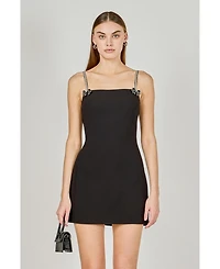 endless rose Women's Rhinestone Bow Mini Dress