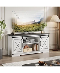 gaomon 59" Farmhouse Tv Stand for TVs Up to 65", Media Console with Sliding Barn Doors & Adjustable Shelves, Entertainment Center Storage Ca