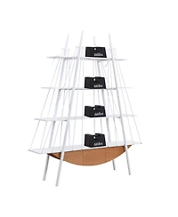 Rainsken 4-Tier Sailboat-Inspired Freestanding Open-Storage Bookshelf with Drawer