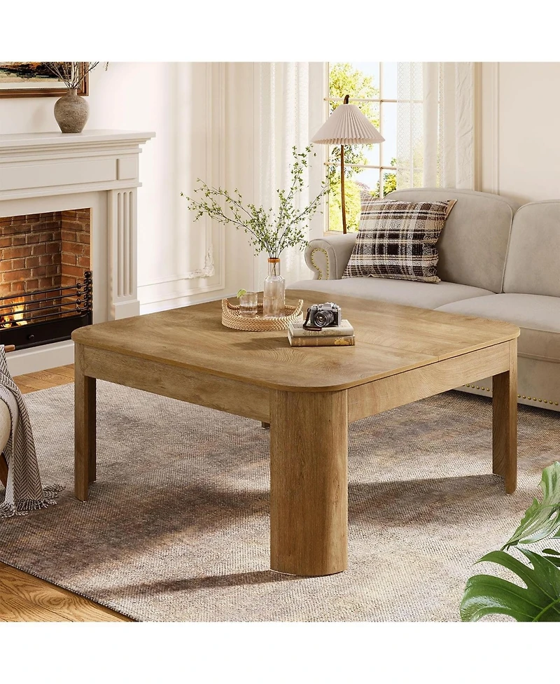 Tribesigns Square Coffee Table, 39.37-Inch Simple Center Table for Living Room, Farmhouse Wooden Cocktail Tea
