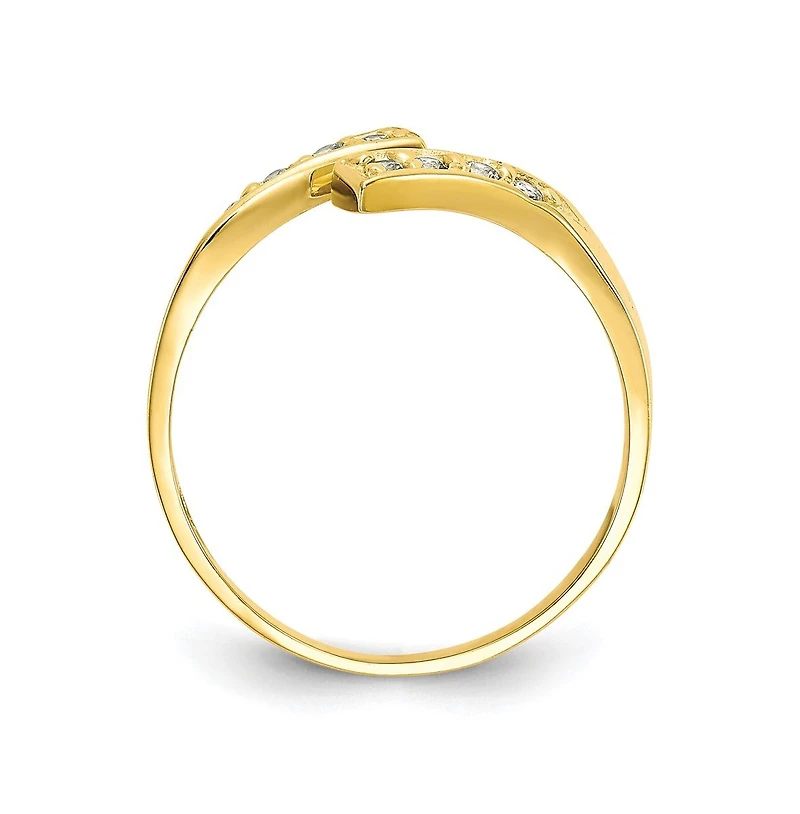 Curata Jewelry Solid 10K Gold Cubic Zirconia Adjustable Bypass Toe Ring