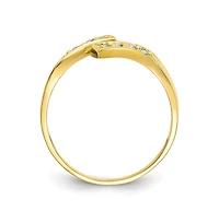 Curata Jewelry Solid 10K Gold Cubic Zirconia Adjustable Bypass Toe Ring