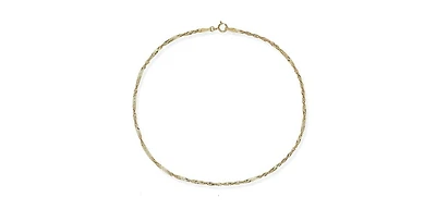 Curata Jewelry Solid 10k Gold 10 Inch 1.5mm Sparkle-Cut Singapore Chain Anklet