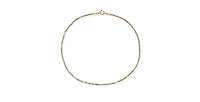 Curata Jewelry Solid 10k Gold 10 Inch 1.5mm Sparkle-Cut Singapore Chain Anklet