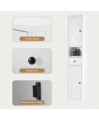 gaomon Tall Bathroom Cabinet, Freestanding with 2 Adjustable Shelves, Modern White Storage for Bathroom, Kitchen & Hallway