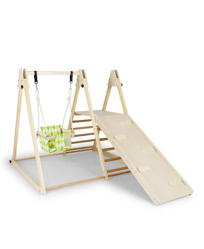 Mecale 4-in-1 Indoor Jungle Gym with Baby Swing and Climbing Ramp for Toddlers