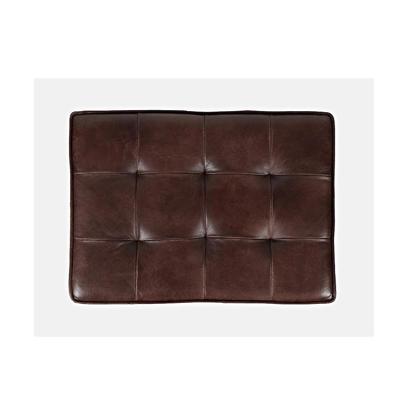 Jofran Global Archive Distressed Genuine Leather Ottoman Stool