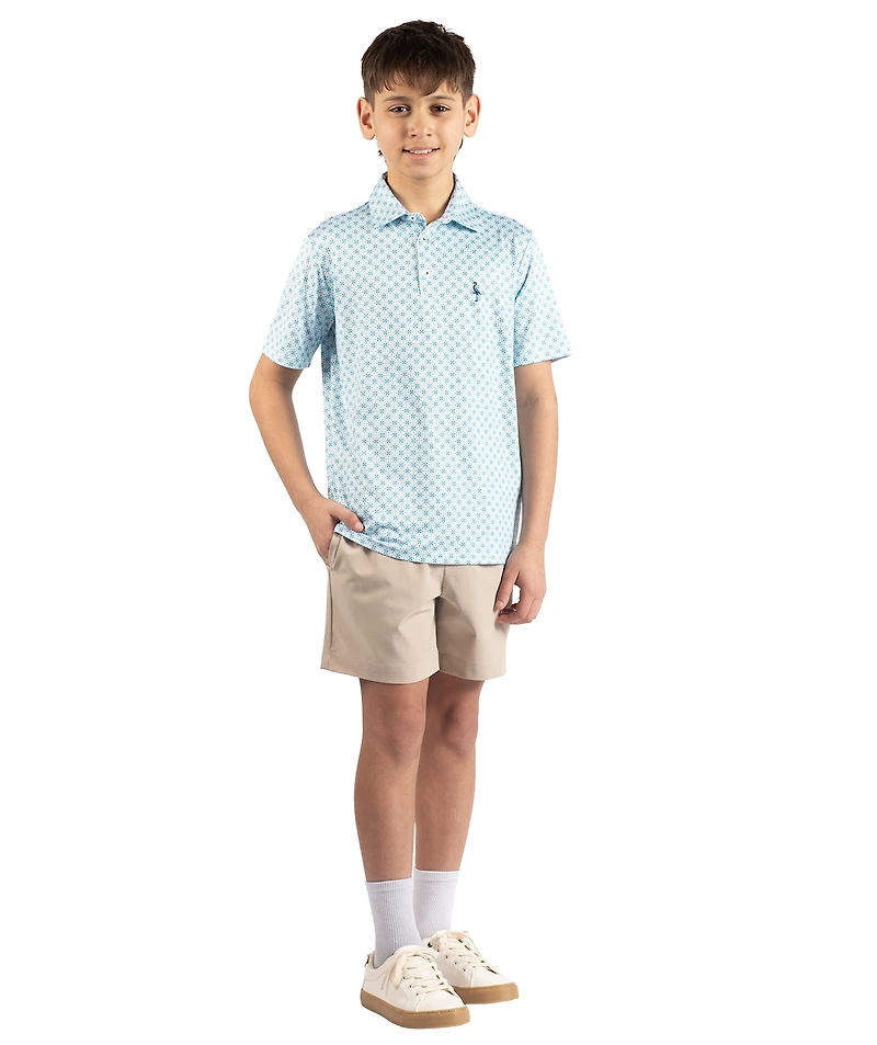 TailorByrd Boys Geo Floral Printed Performance Polo