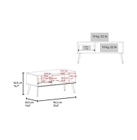 Fm Furniture Scandinavian Style Coffee Table with Storage Drawer and Open Shelf
