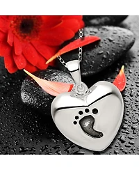 Curata Jewelry 925 Sterling Silver 18 Inch Oxidized Footprint Love Heart Necklace 16x16mm Pendant Necklace