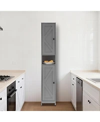 gaomon Tall Narrow Bathroom Cabinet, 66.9", Freestanding Water-Resistant Storage, 2 Doors, Small Space Organizer