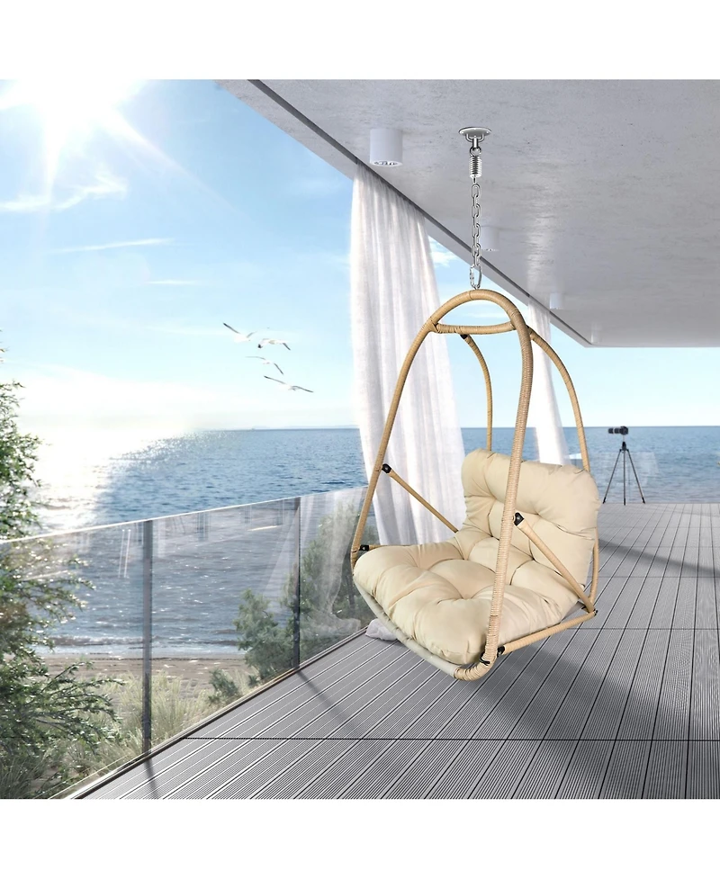 Clihome Wicker Rattan Swing Egg Chair without Stand