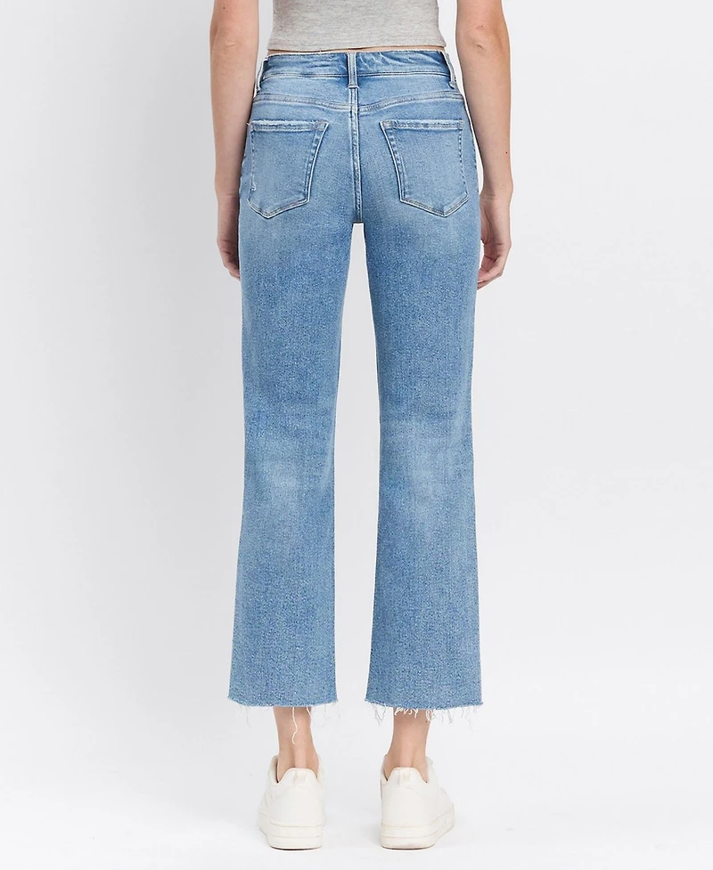 Flying Monkey Women's High Rise Distressed Ankle Straight Jeans