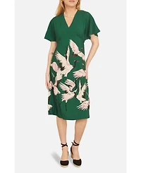 Yumi Women's Crane Print Kimono Midi Dress