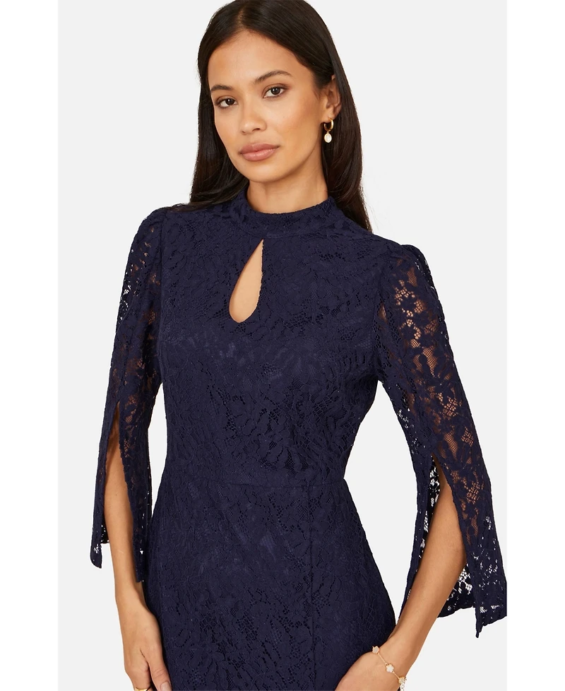 Yumi Women's Lace Fitted Midi Dress