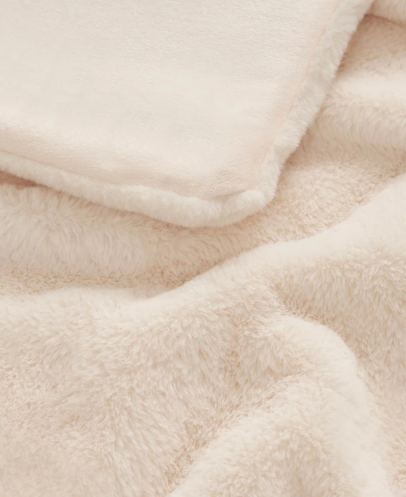 Jessica Simpson Solid Faux Fur Plush Throw, 50" x 70"