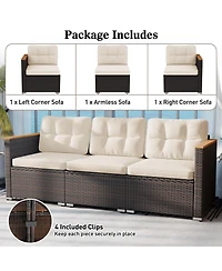 Gymax 3-Seat Patio Couch Sofa Pe Rattan Wicker Loveseat Furniture Set Outdoor