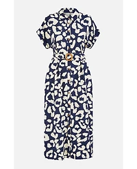 Yumi Women's Abstract Animal Print Relaxed Midi Dress