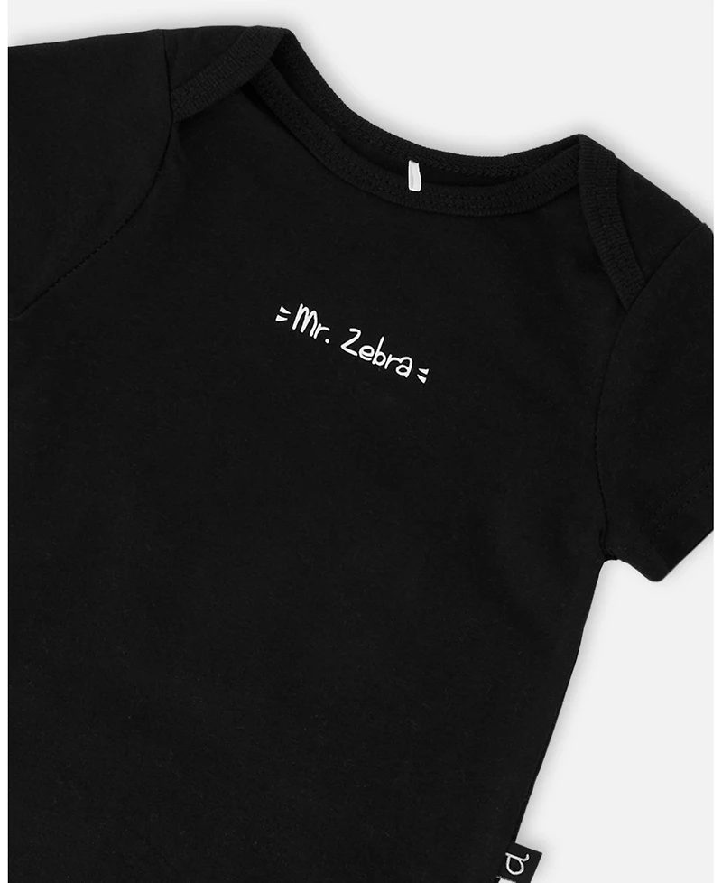 Deux par Baby Boys Evolutive Cotton Jersey "Mister Zebra" Onesie
