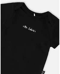 Deux par Baby Boys Evolutive Cotton Jersey "Mister Zebra" Onesie