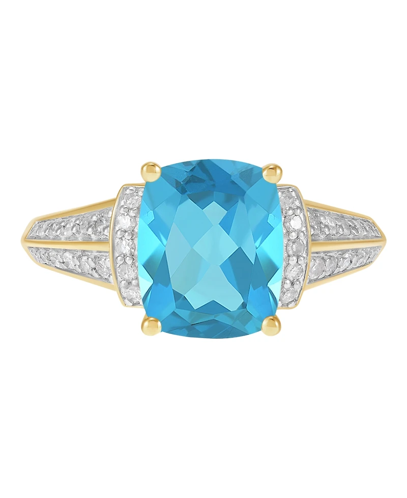 Macy's Swiss Blue Topaz (3-5/8 ct. t.w.) & Diamond (1/5 Ring 14k Yellow Gold-Plated Sterling Silver (Also Available Amethyst)