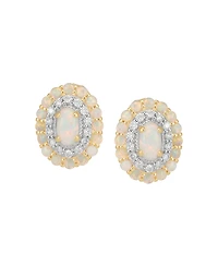 Macy's Created Opal (2/3 ct. t.w.) & Created White Sapphire (1/4 ct. t.w.) Stud Earrings in 14k Yellow Gold Plated Sterling Silver