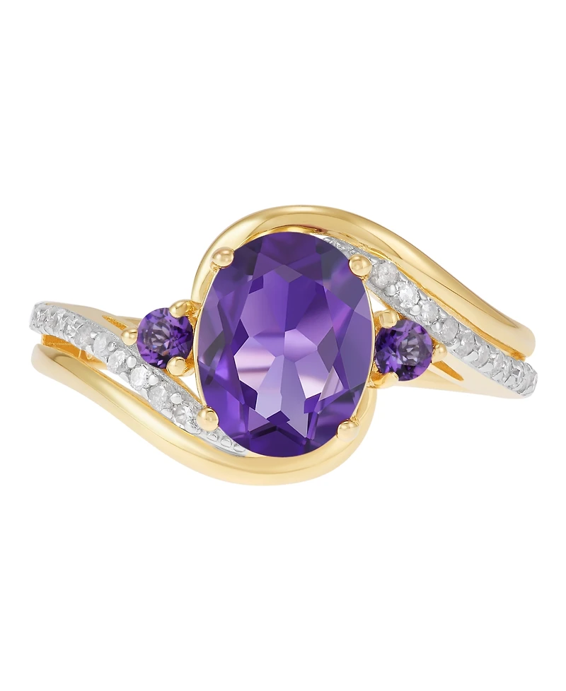 Macy's Amethyst (1/4 ct. t.w.) & Diamond (1/8 ct. t.w.) Ring in 14k Yellow Gold-Plated Sterling Silver