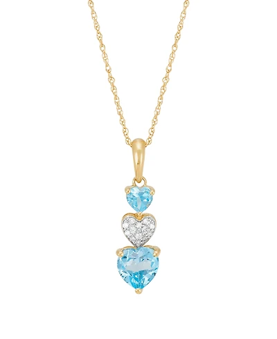 Macy's Swiss Blue Topaz (1-1/5 ct. t.w.) & Diamond Accent Heart Pendant Necklace in 14k Yellow Gold-Plated Sterling Silver