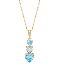 Macy's Swiss Blue Topaz (1-1/5 ct. t.w.) & Diamond Accent Heart Pendant Necklace in 14k Yellow Gold-Plated Sterling Silver