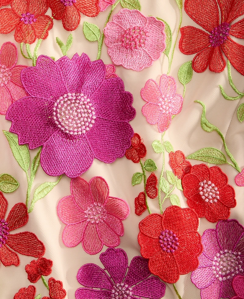 Eliza J Women's Floral-Embroidered Puff-Sleeve Dress