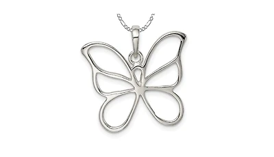 Curata Jewelry 925 Sterling Silver 18 Inch Polished Open Butterfly Angel Wings Necklace 26x23mm Pendant Necklace