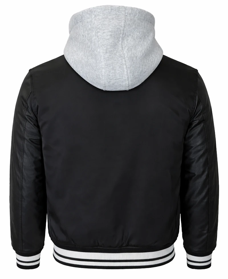 Q-Active Men's Ribbed Collar Hooded Varsity Jacket