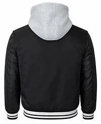 Q-Active Men's Ribbed Collar Hooded Varsity Jacket
