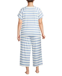 Lands' End Plus Cooling Pajama Set - Short Sleeve Top and Crop Pants