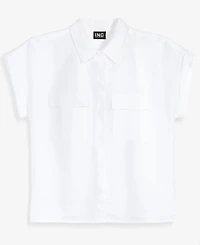 I.n.c. International Concepts Petite Linen-Blend Short-Sleeve Button-Front Shirt, Exclusively at Macy's
