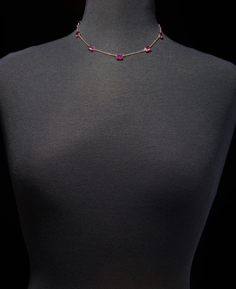 Lauren Ralph Lauren Gold-Tone Fuchsia Station Collar Necklace