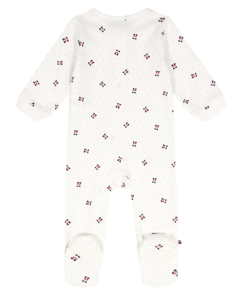 Tommy Hilfiger Baby Boys' Logo Print Zip-Up Footed Coverall
