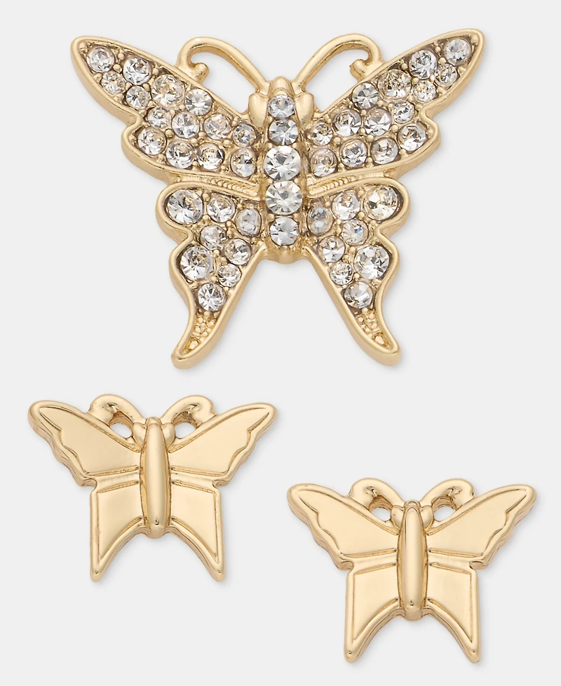 Lauren Ralph Lauren Gold-Tone Boxed Crystal Butterfly Pins, Set of 3