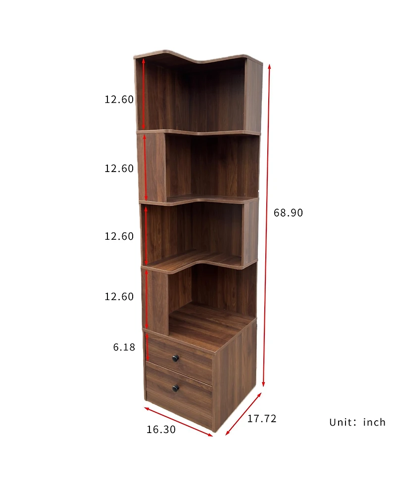 Rainsken 4 Tier Corner Bookshelf