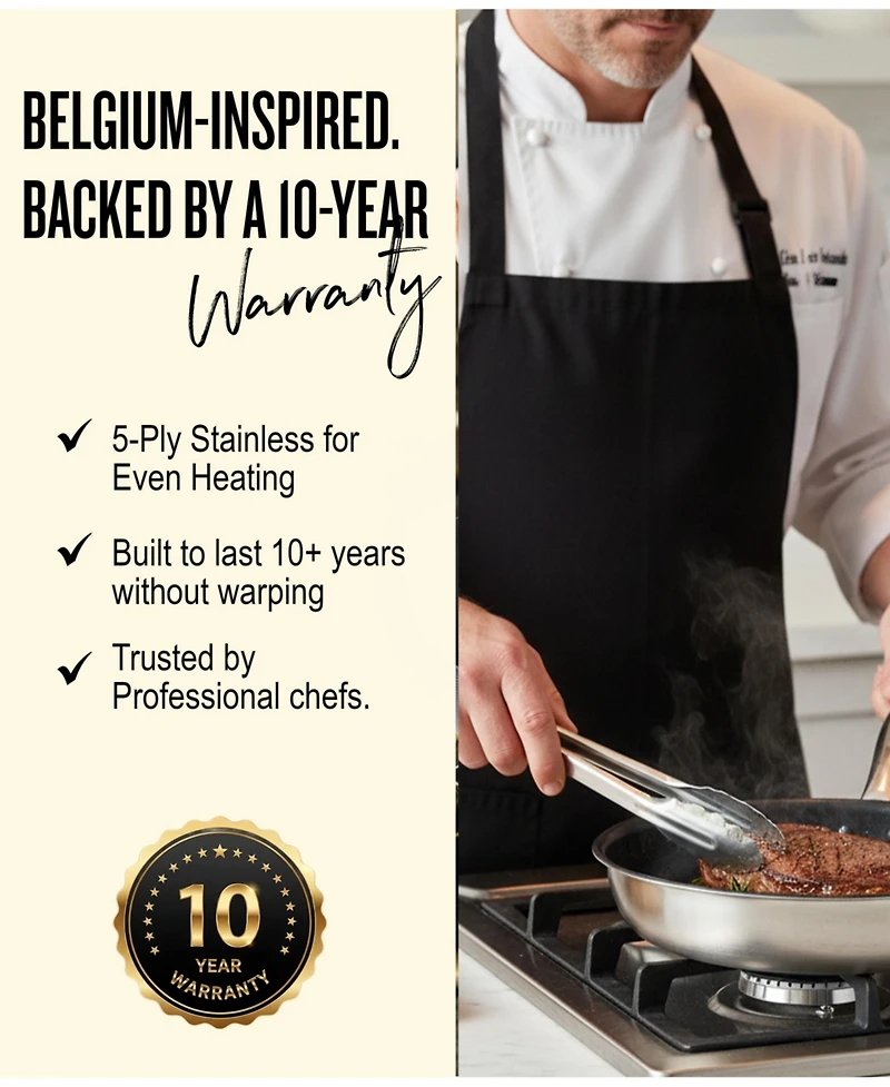 Alva Maestro Nonstick Stainless Steel Frying Pan with Glass Lid 8"