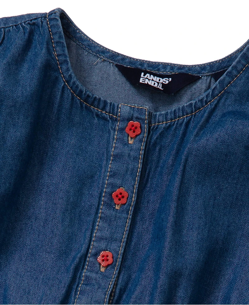 Lands' End Girls Short Sleeve Lightweight Denim Dress