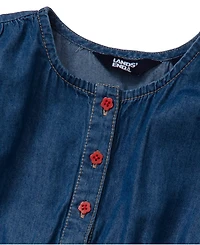 Lands' End Girls Short Sleeve Lightweight Denim Dress