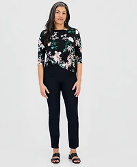 Jm Collection Petite Printed Asymmetric Twist-Front Top, Macy's Exclusive