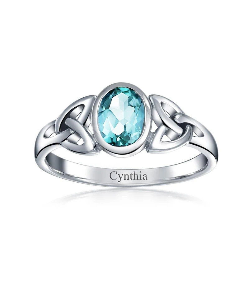 Bling Jewelry Oval Moonstone Amethyst Blue Topaz Bff Sorority Sister Friendship Celtic Trinity Knot Triquetra Ring .925 Sterling Silver