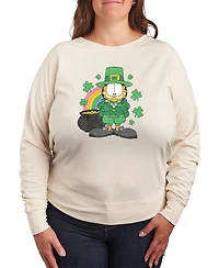 Hybrid Apparel Plus Garfield St. Patrick's Day Rainbow Shamrocks Graphic Sweatshirt
