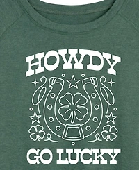 Hybrid Apparel Plus Instant Message St. Patrick's Day Howdy Go Lucky French Terry Graphic Crewneck T-Shirt