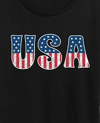 Hybrid Apparel Plus Instant Message Usa Flag Fill Graphic Crewneck T-Shirt