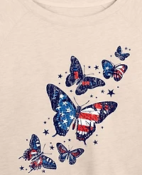 Hybrid Apparel Plus Instant Message Patriotic Butterflies Crewneck Pull-On T-Shirt