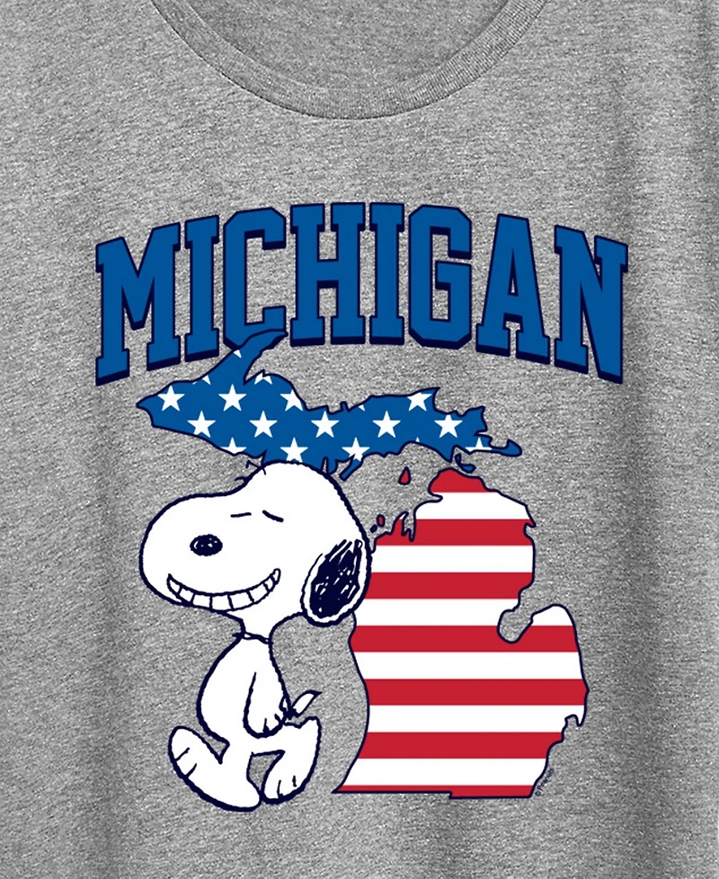 Hybrid Apparel Plus Peanuts Snoopy Michigan Graphic Crewneck T-Shirt